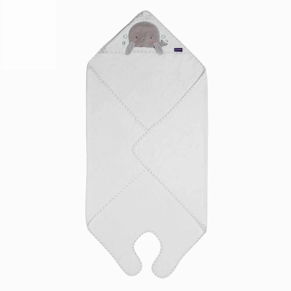 ClevaMama Bamboo Apron Baby Bath Towel White & Grey