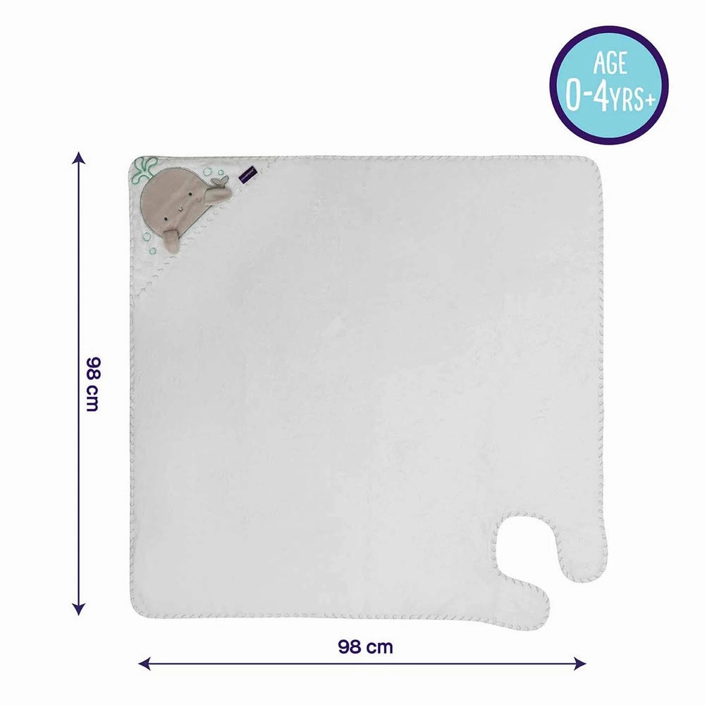 ClevaMama Bamboo Apron Baby Bath Towel White & Grey