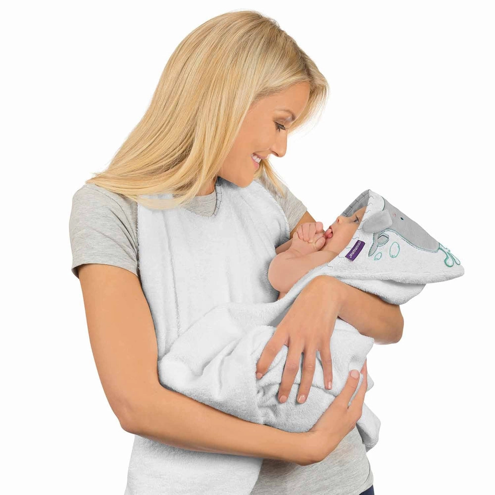 ClevaMama Bamboo Apron Baby Bath Towel White & Grey