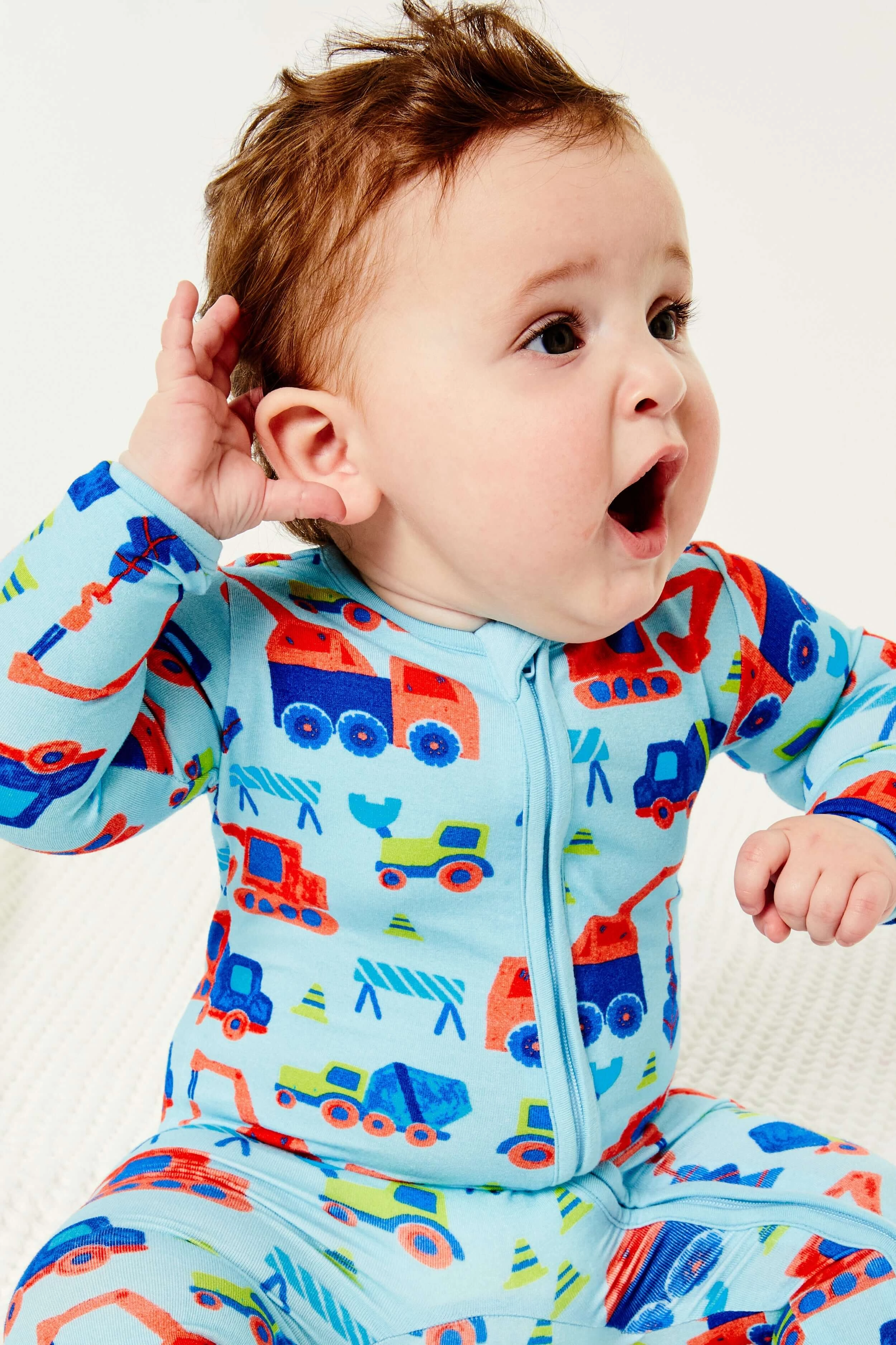 Construction Blue | Soft & Stretchy Zipper Footie