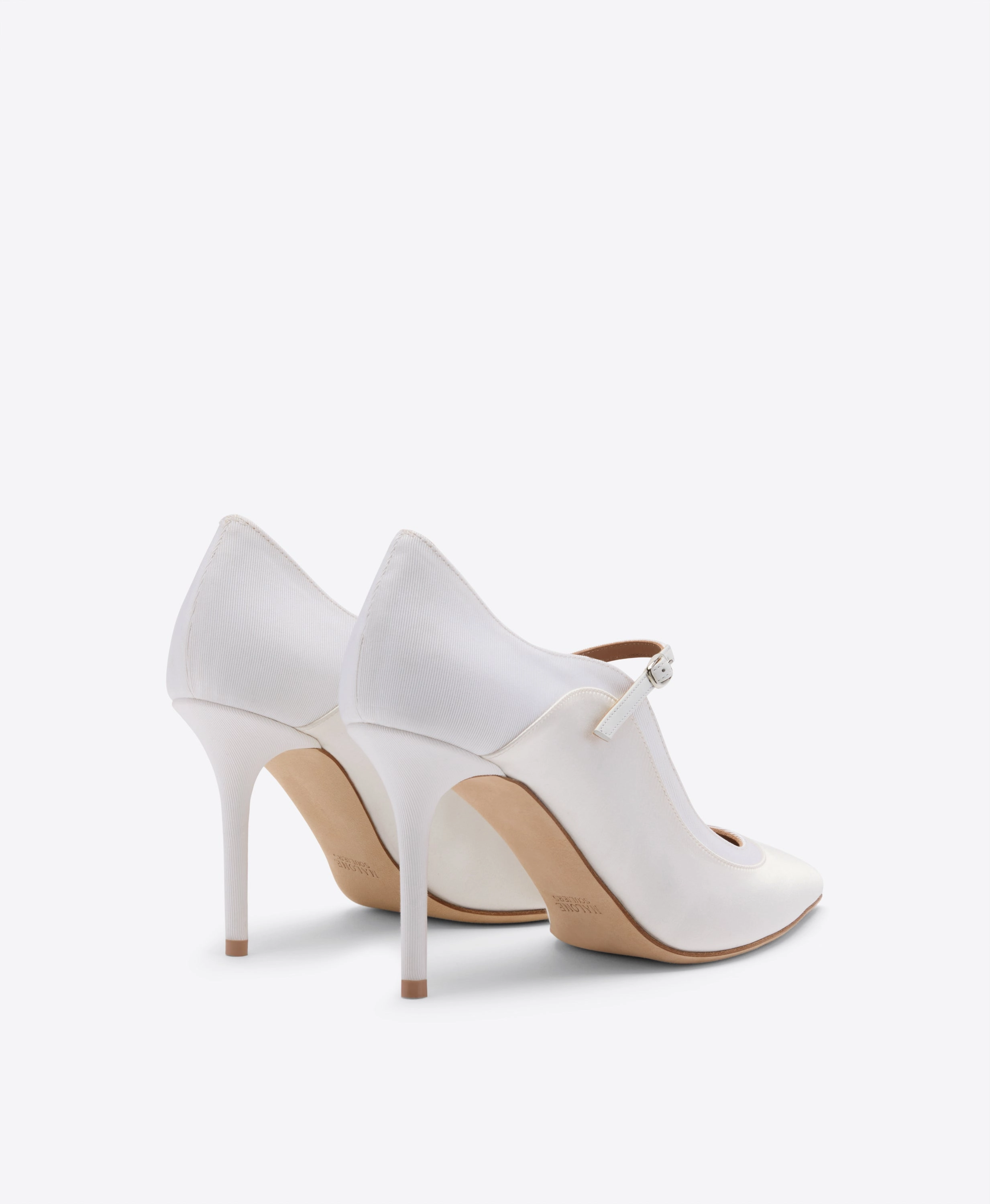 Corina 85 White Satin Heeled Pumps