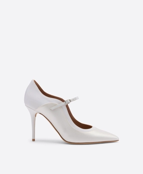 Corina 85 White Satin Heeled Pumps