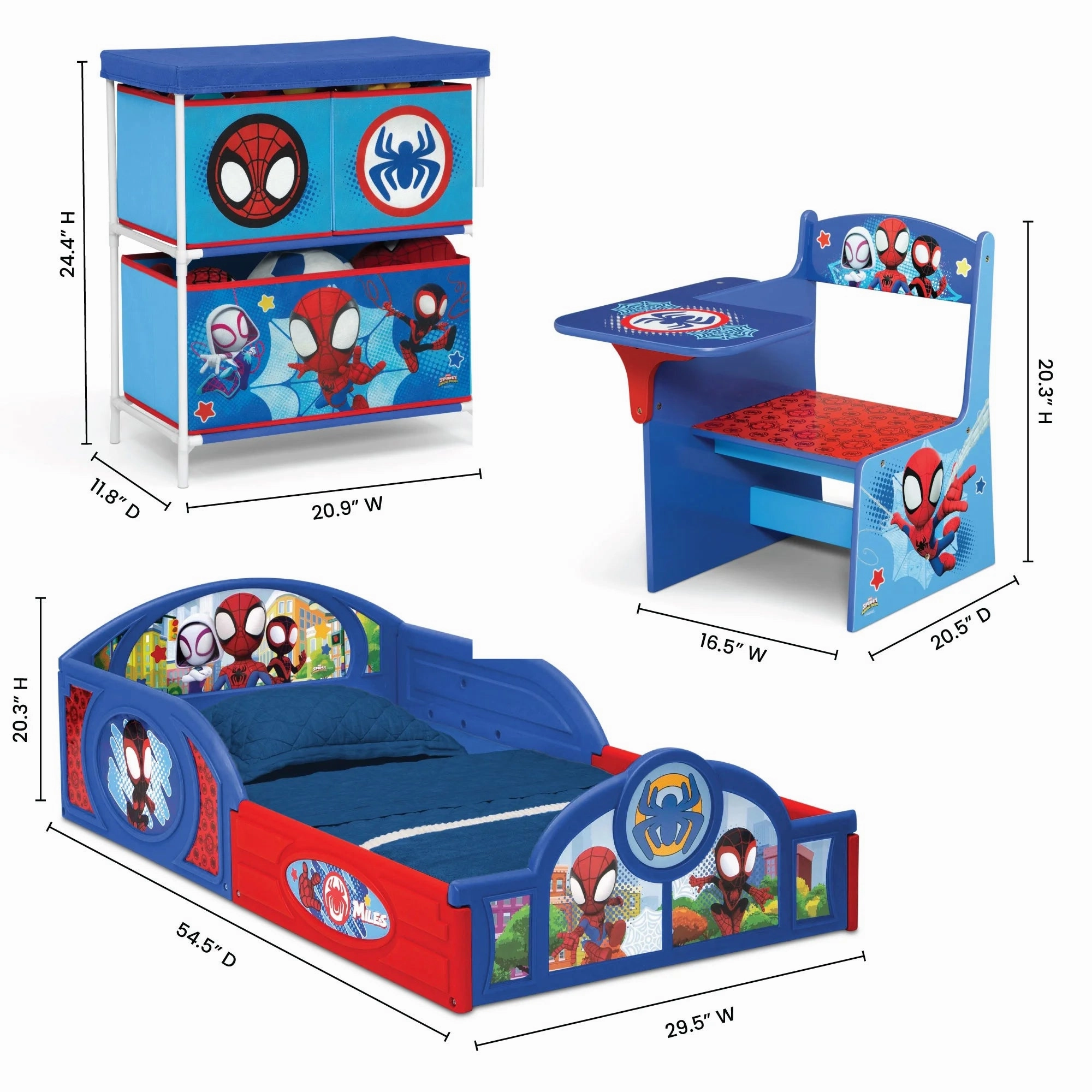 Delta Children 99780SMF-1164 Spidey And His Amazing Friends 3-Piece Toddler Bedroom Set Blue