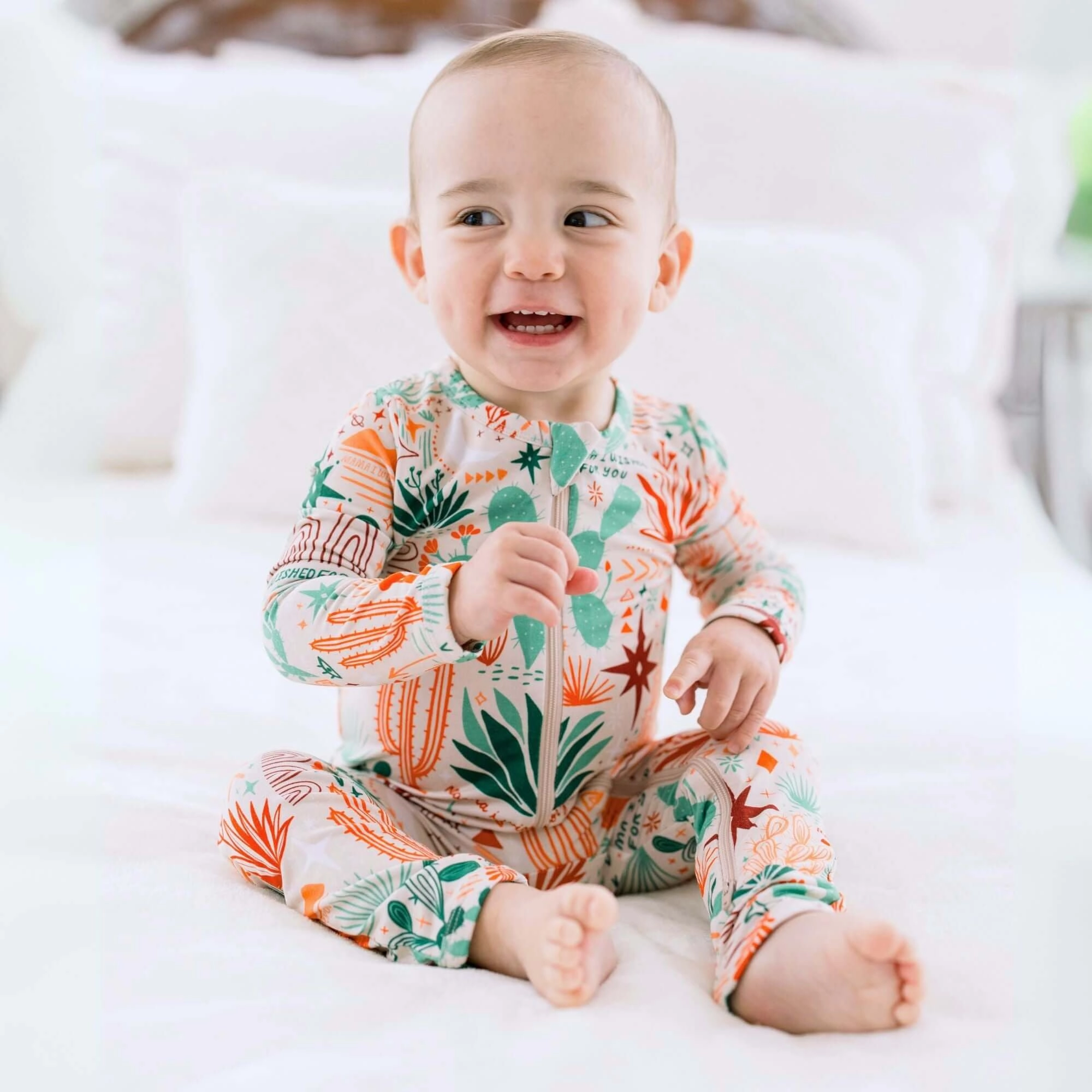 Desert Cactus Vibes | Bamboo Footless Onesie Romper | "Mama, I Wished for You"