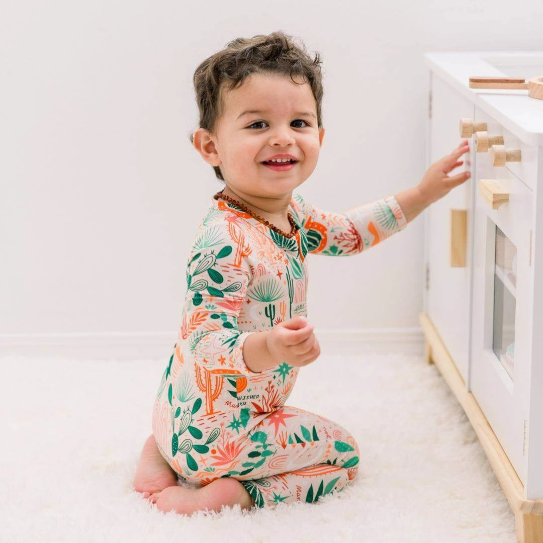 Desert Cactus Vibes | Bamboo Footless Onesie Romper | "Mama, I Wished for You"
