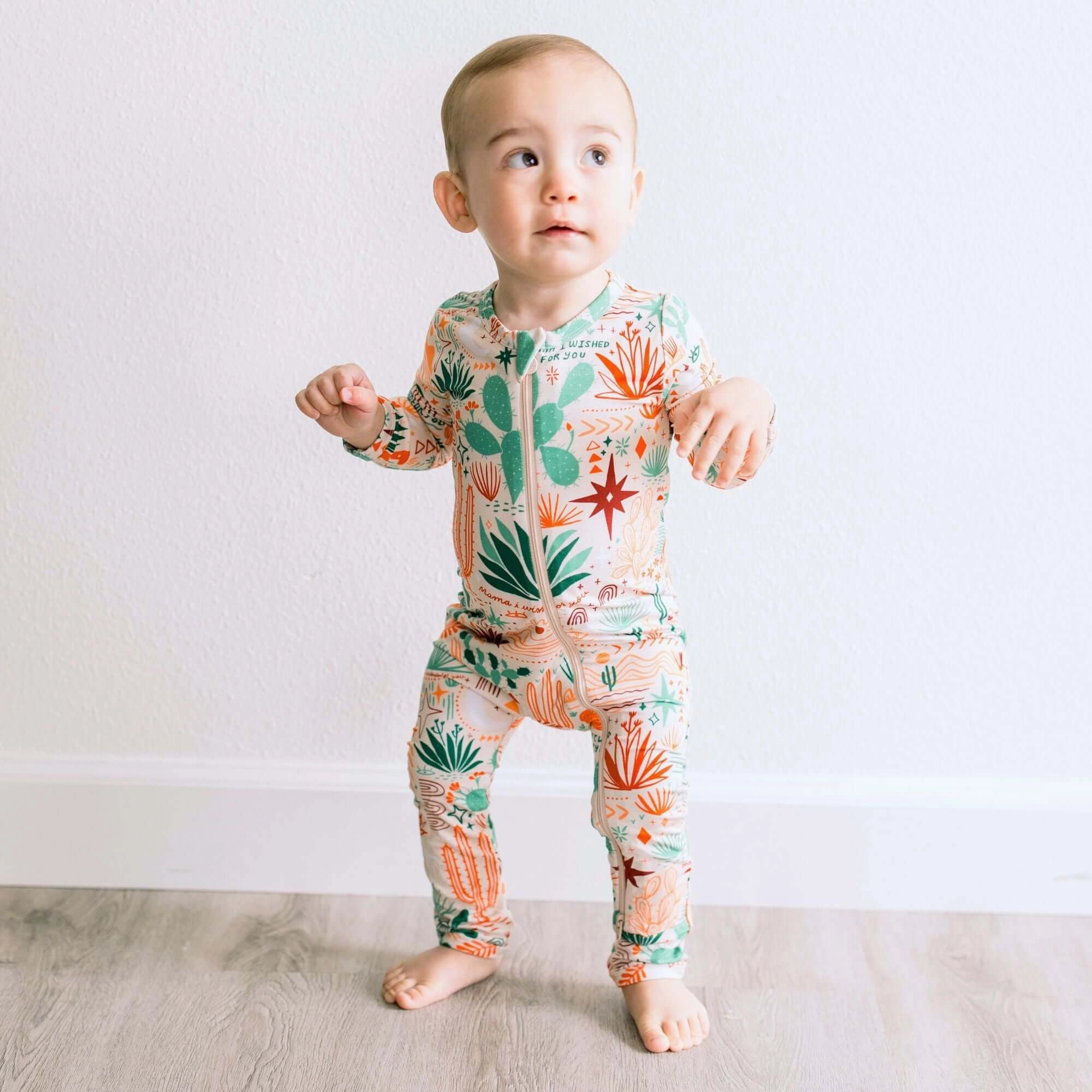 Desert Cactus Vibes | Bamboo Footless Onesie Romper | "Mama, I Wished for You"