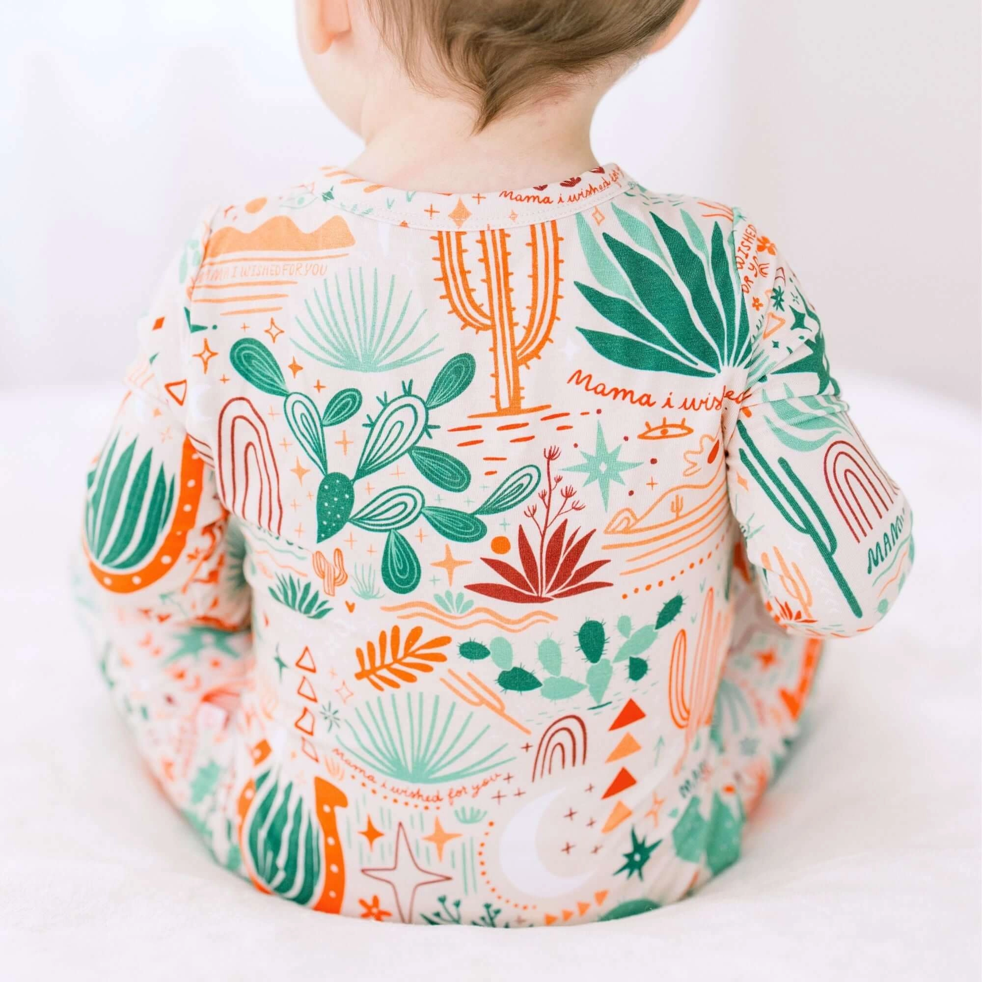 Desert Cactus Vibes | Bamboo Footless Onesie Romper | "Mama, I Wished for You"