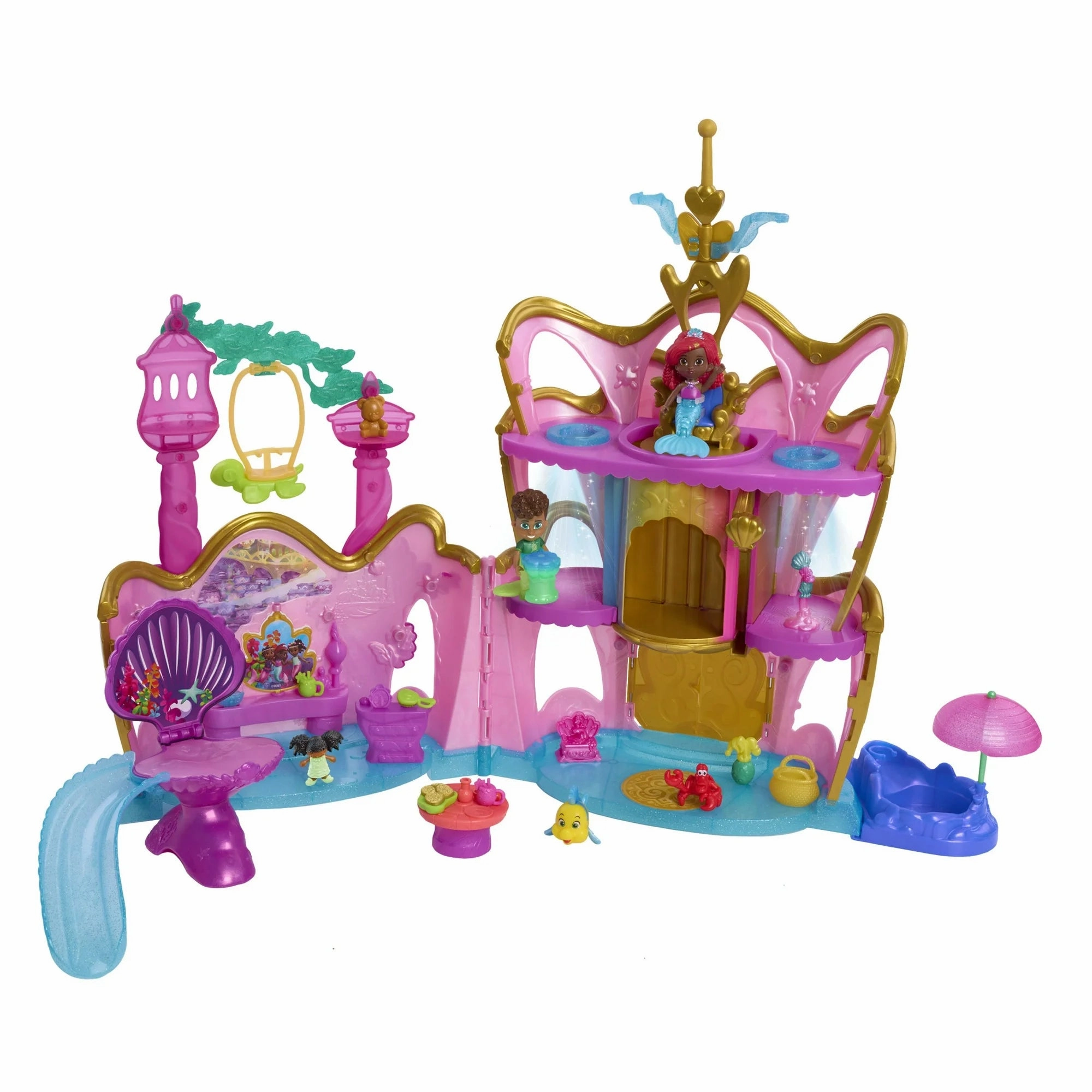 Disney 39924 Junior Ariel Deluxe Atlantica Palace Playset and 4-inch Figures, Lights and Sounds, 20-pieces Baby and Toddler Toys