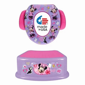 Disney Minnie Mouse 2 Pc Happy Helpers Essential Potty Training Set - Soft Potty Seat, Step Stool