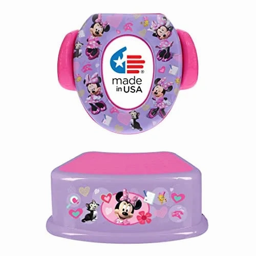 Disney Minnie Mouse 2 Pc Happy Helpers Essential Potty Training Set - Soft Potty Seat, Step Stool