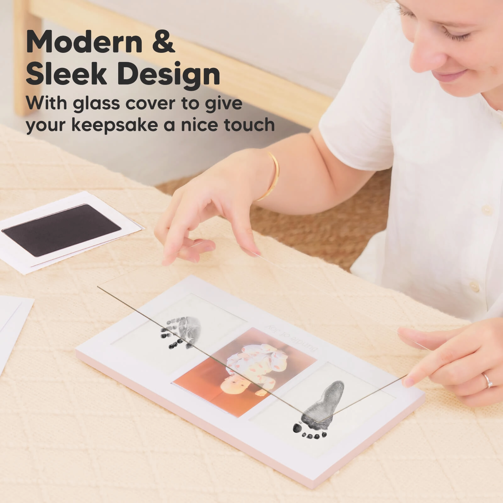 Duo Clean Touch Inkless Hand & Footprint Frame Kit (Petal Pink)