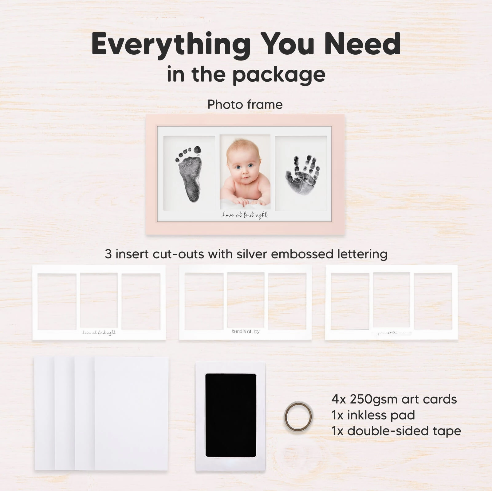 Duo Clean Touch Inkless Hand & Footprint Frame Kit (Petal Pink)