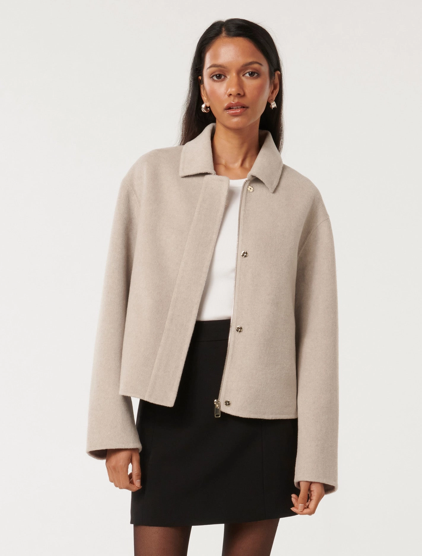 Eden Petite Zip Through Felled Jacket