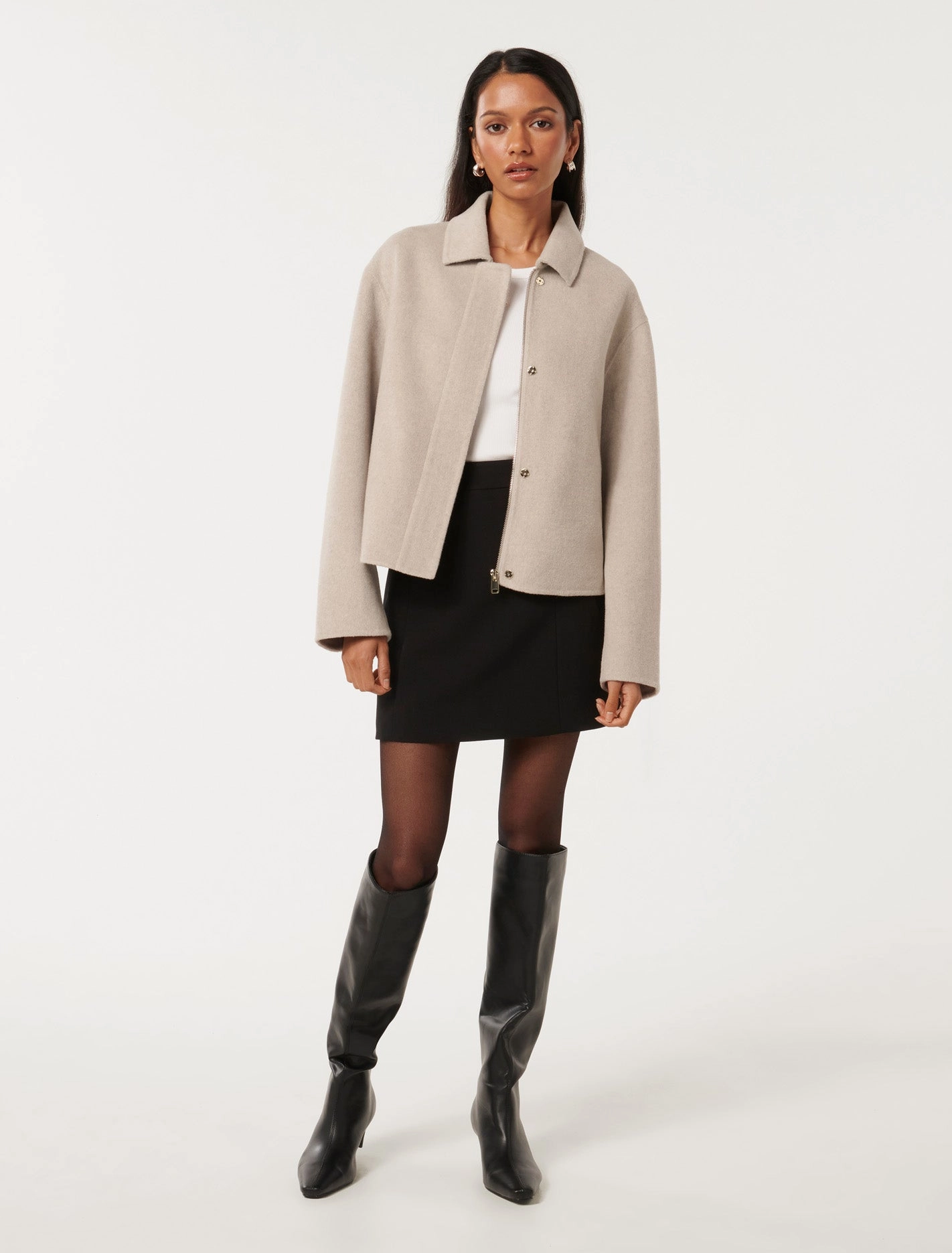 Eden Petite Zip Through Felled Jacket