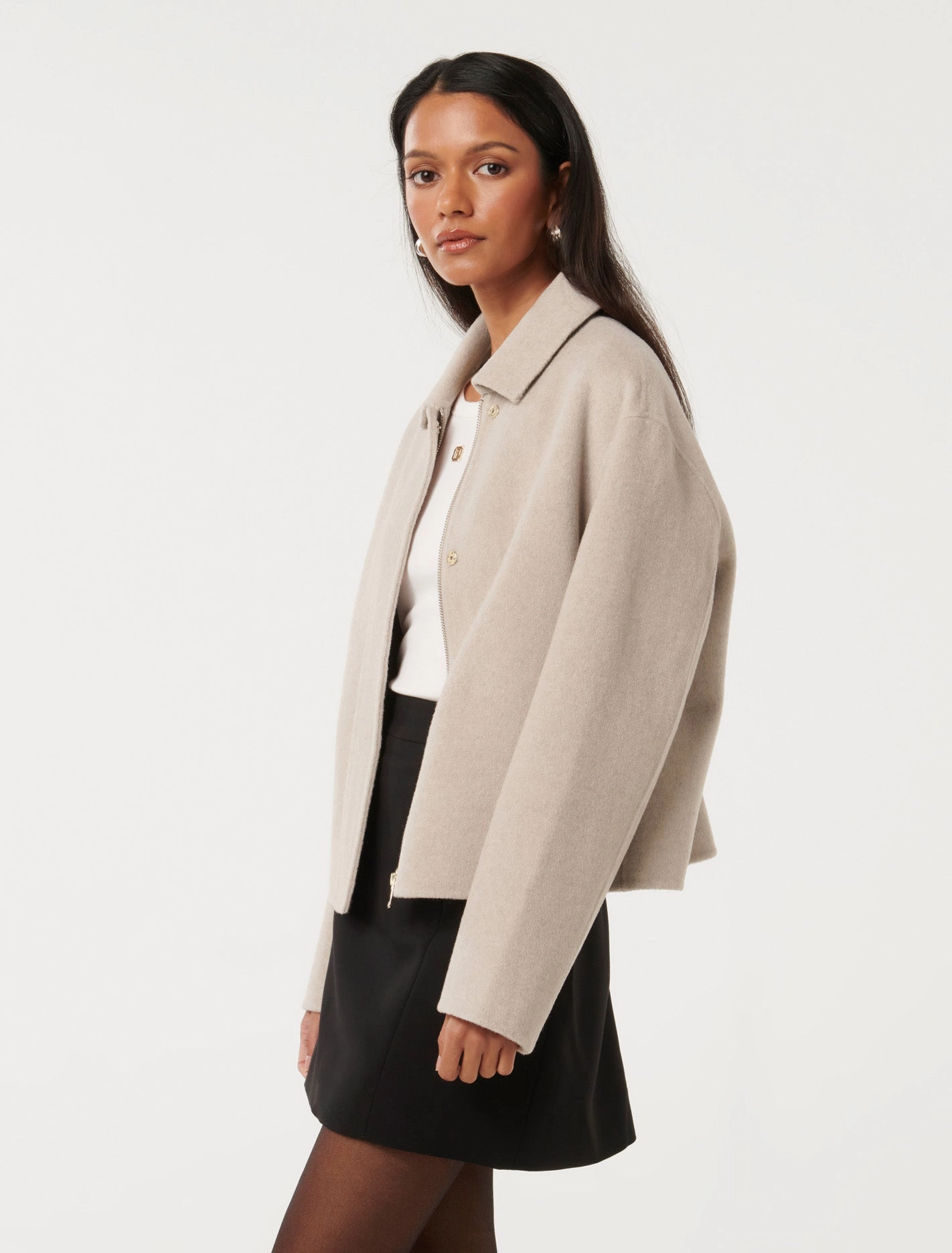 Eden Petite Zip Through Felled Jacket
