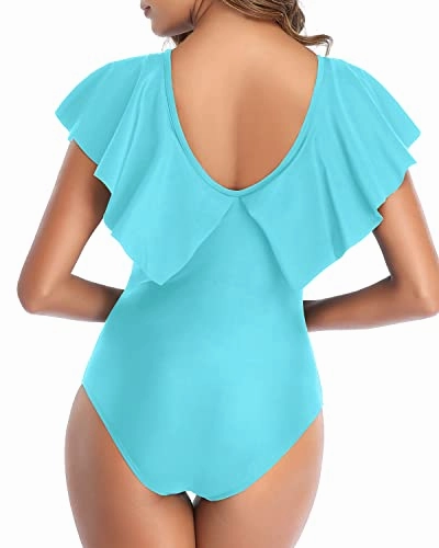 Elegant Glamorous One Piece Swimsuit For Women-Aqua