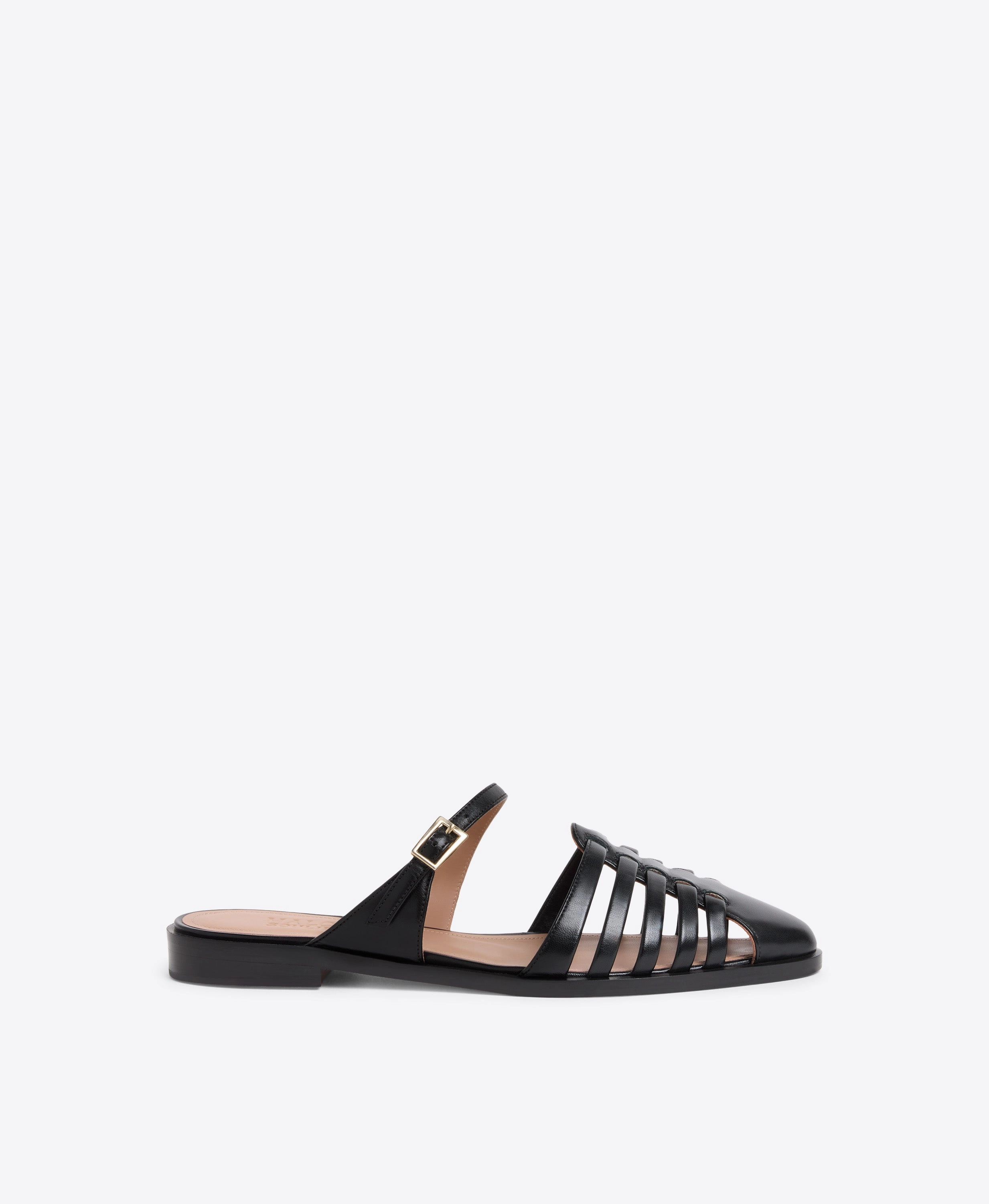 Eleonora Black Leather Flat Mules