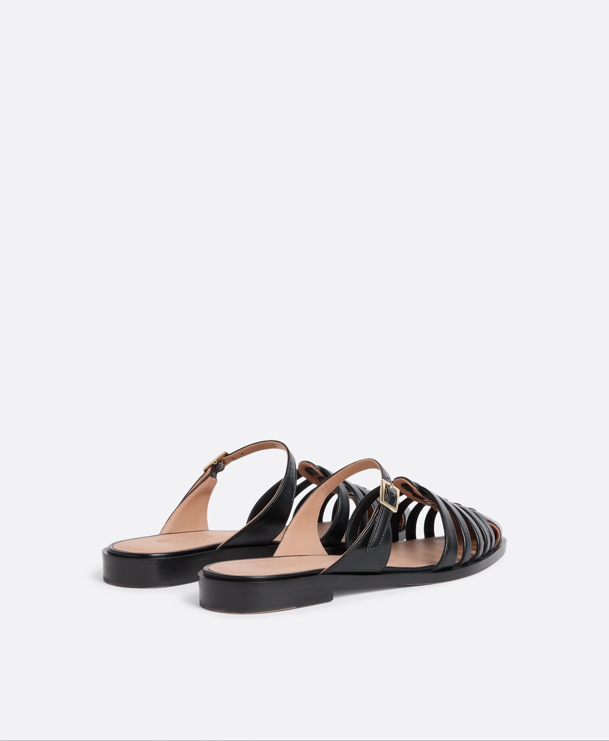 Eleonora Black Leather Flat Mules