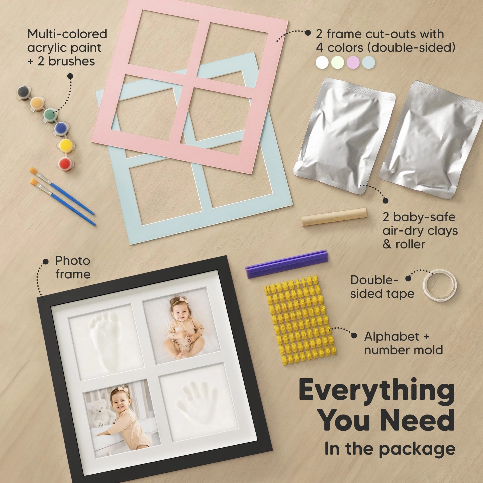 Ever Baby Hand & Footprint Keepsake Frame (Onyx Black)