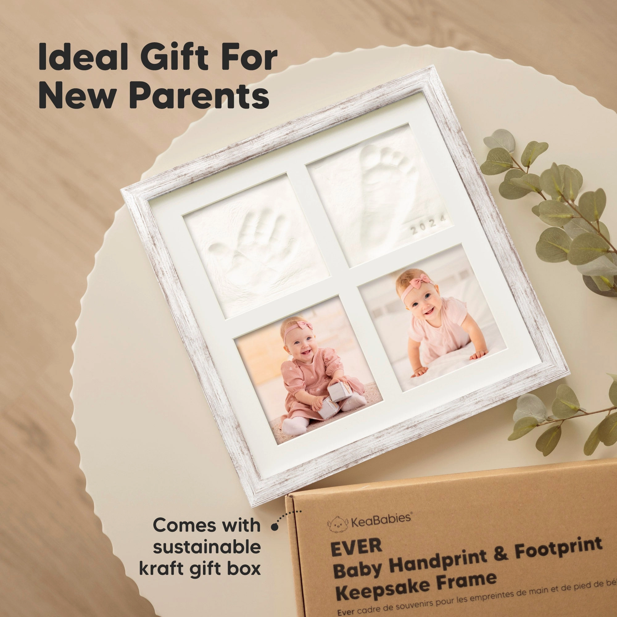 Ever Baby Hand & Footprint Keepsake Frame (Vintage White)