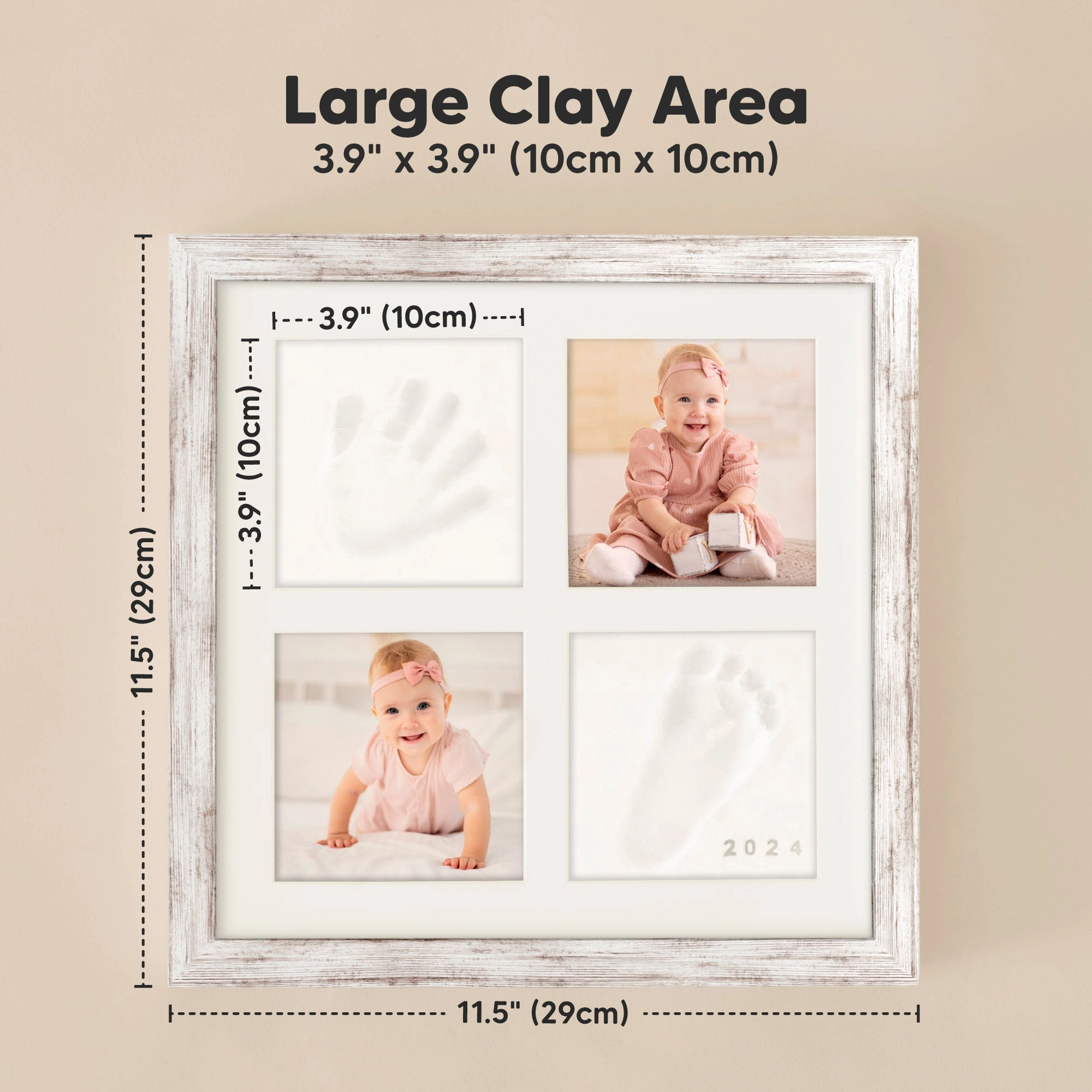 Ever Baby Hand & Footprint Keepsake Frame (Vintage White)