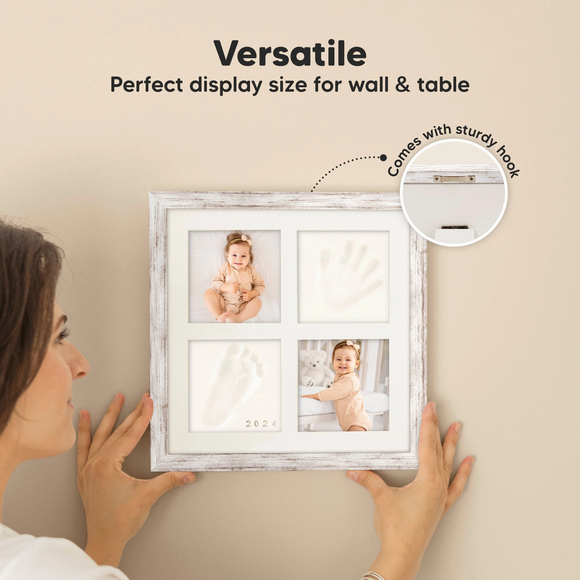 Ever Baby Hand & Footprint Keepsake Frame (Vintage White)