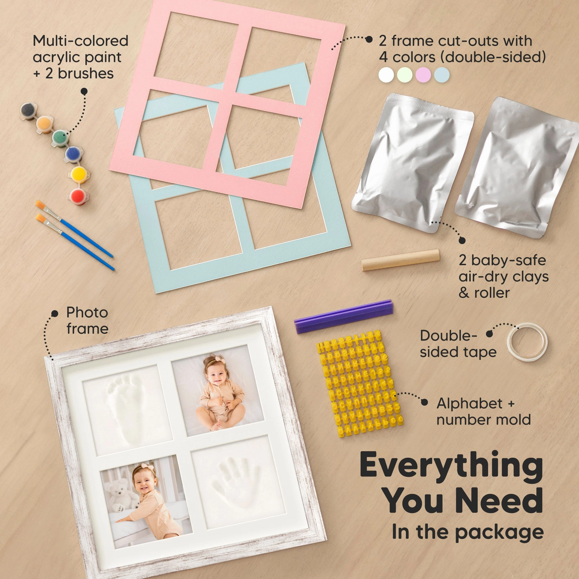 Ever Baby Hand & Footprint Keepsake Frame (Vintage White)