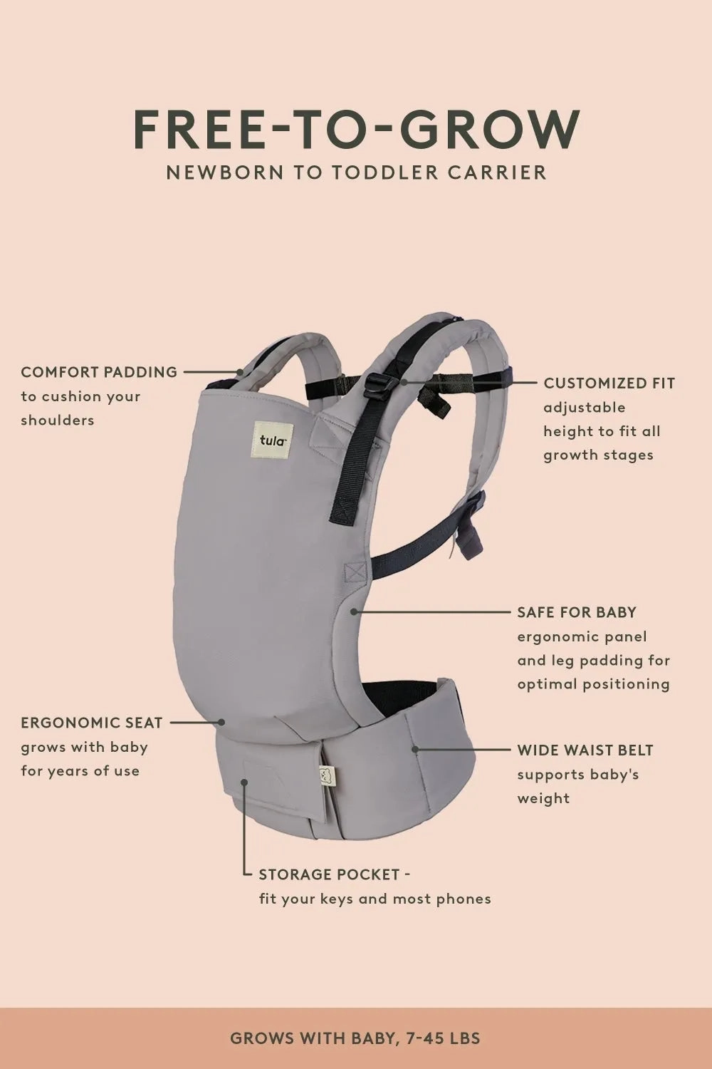 Free-to-Grow Baby Carrier, Linen - Teak