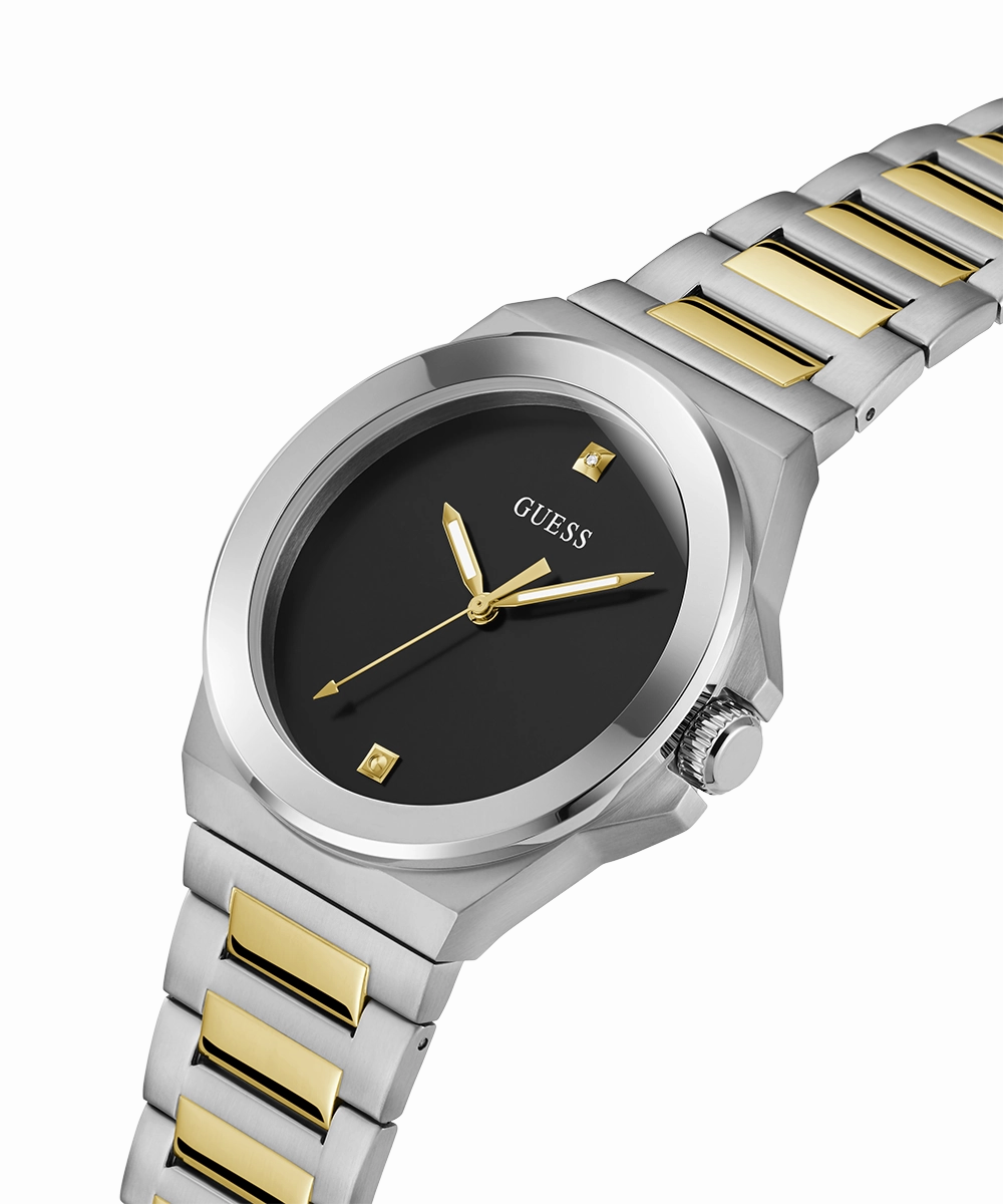 GUESS Mens 2-Tone Silver Tone Analog Watch