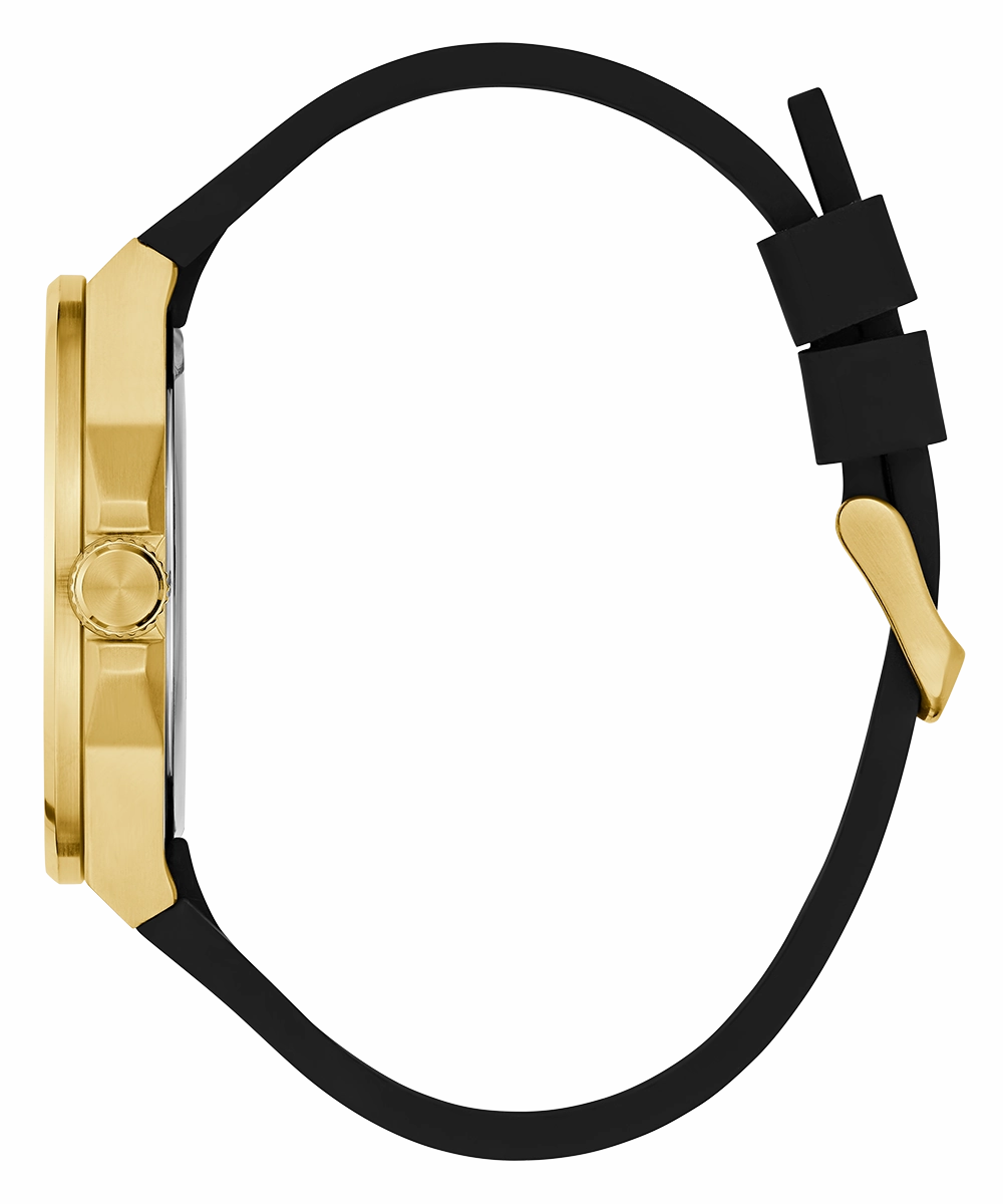 GUESS Mens Black Gold Tone Analog Watch