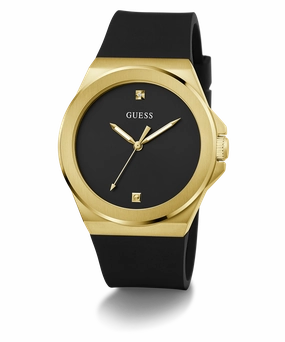 GUESS Mens Black Gold Tone Analog Watch