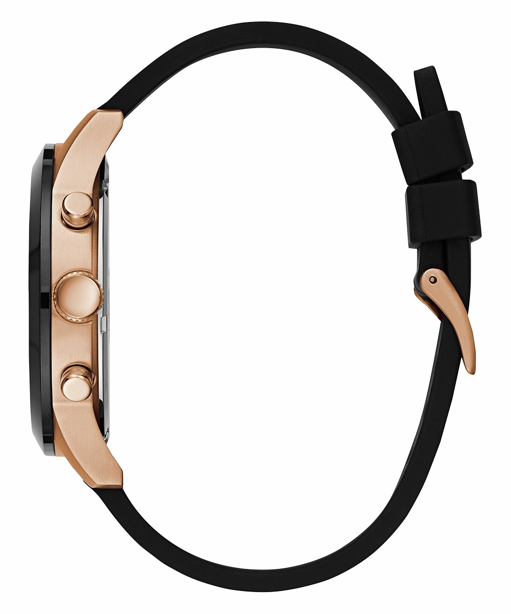 GUESS Mens Black Rose Gold Tone Chronograph Watch