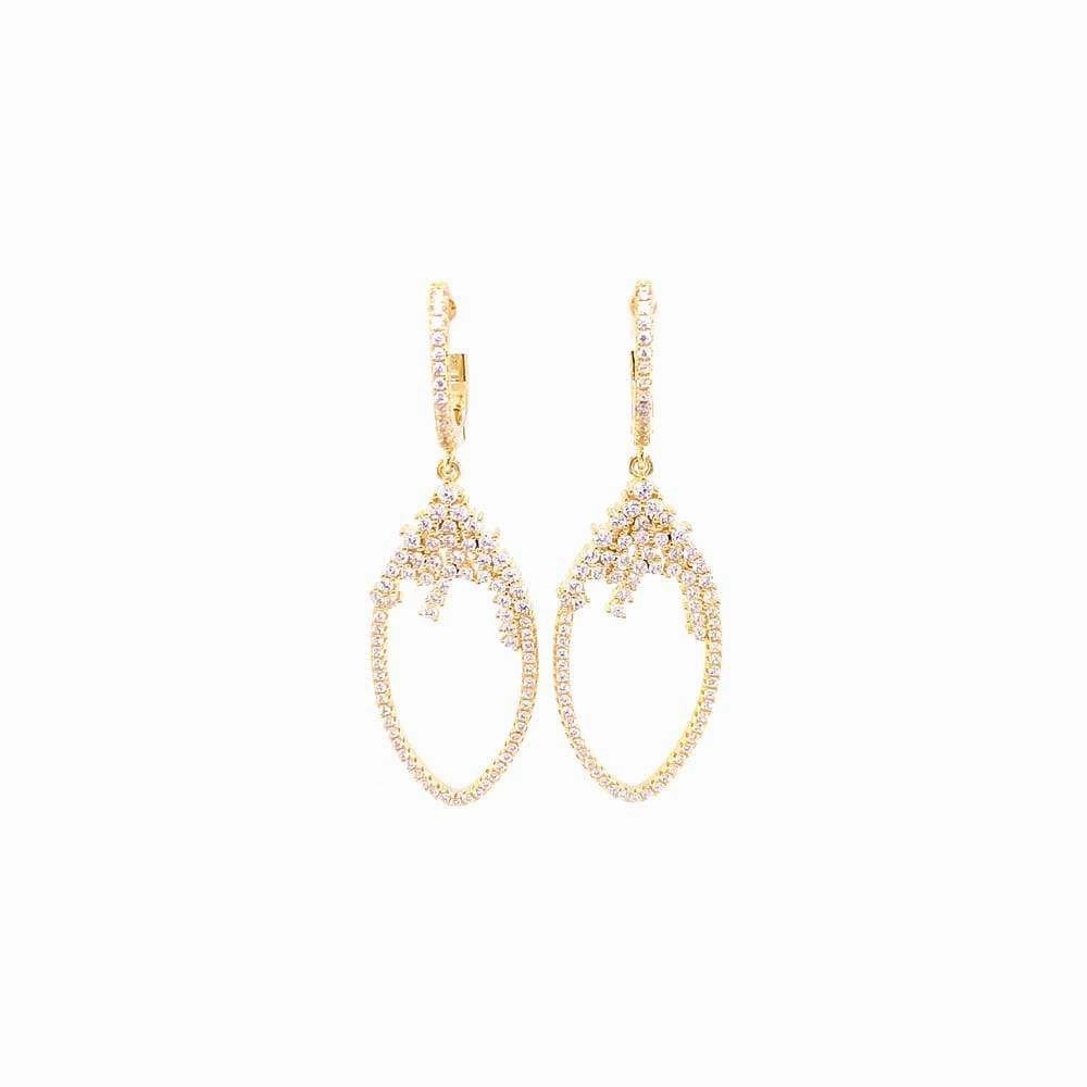 Hanging Teardrop Styled Earrings With CZ Stones