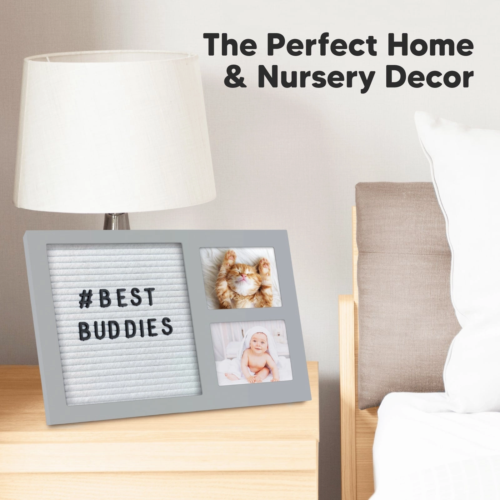 Heartfelt Picture Frame with Felt Letterboard (Cloud Gray)