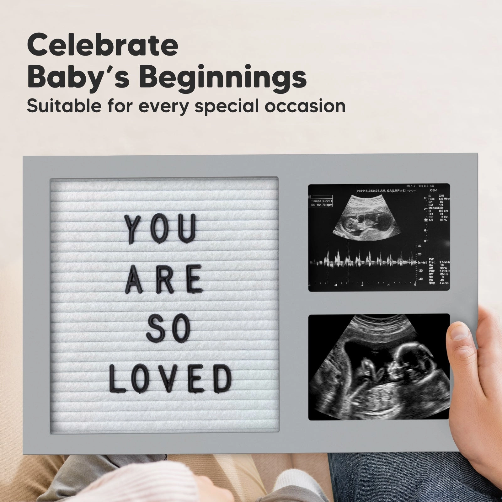 Heartfelt Picture Frame with Felt Letterboard (Cloud Gray)