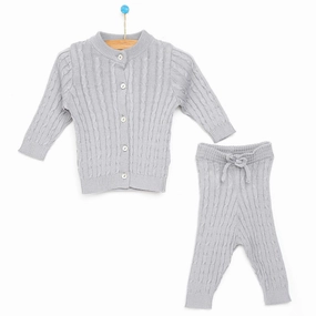 HelloBaby Newborn Knit Cardigan - Grey