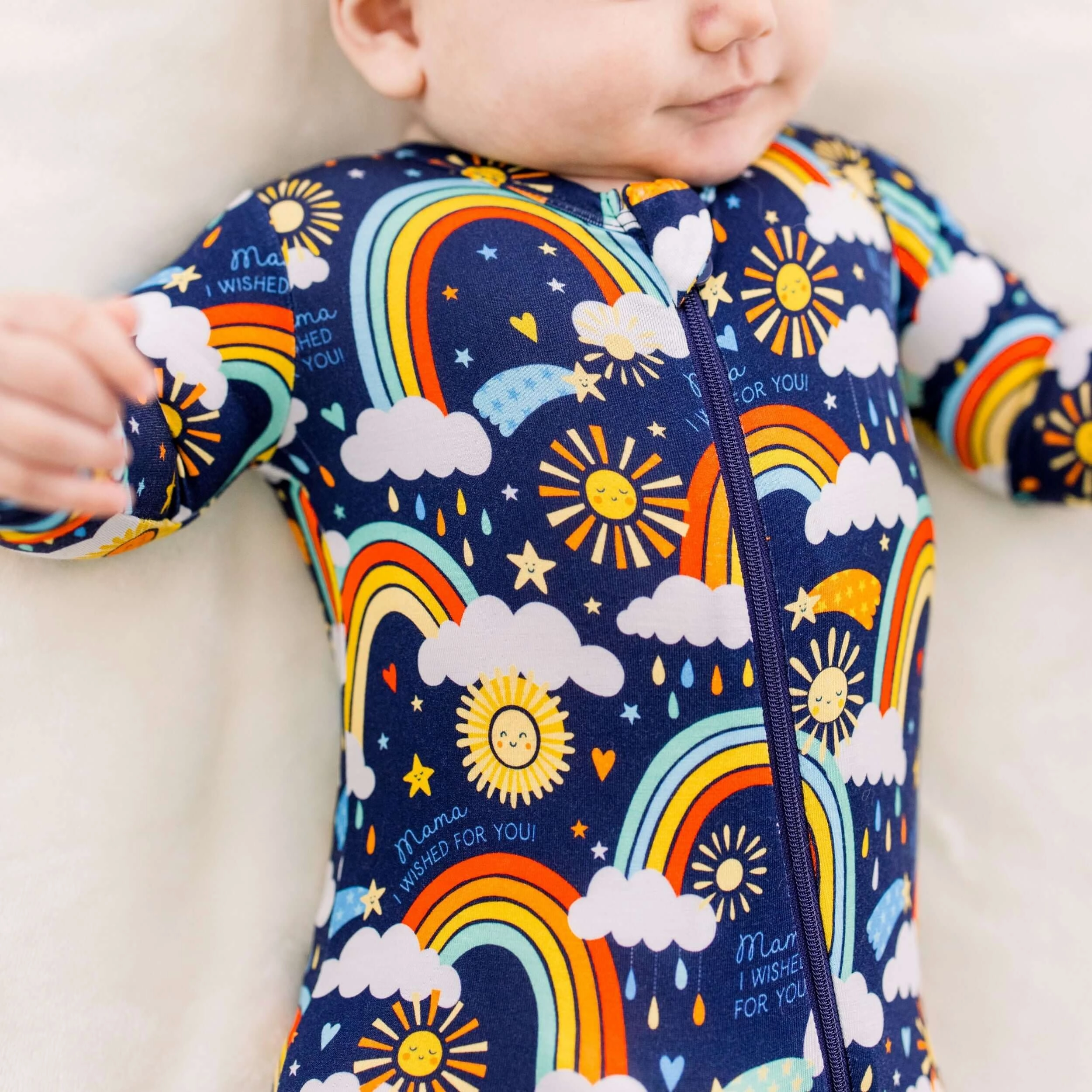 Here Comes the Sunshine (Blue) | Bamboo Footie Onesie Sleeper