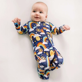 Here Comes the Sunshine (Blue) | Bamboo Footie Onesie Sleeper