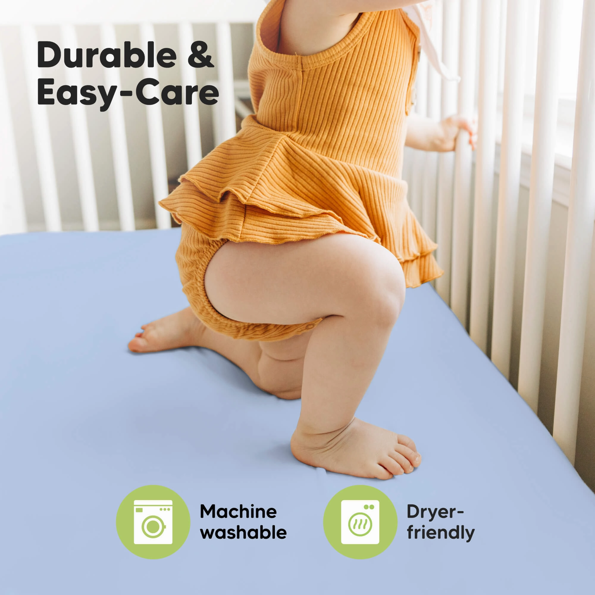 Isla Fitted Crib Sheets (Blue Flax)