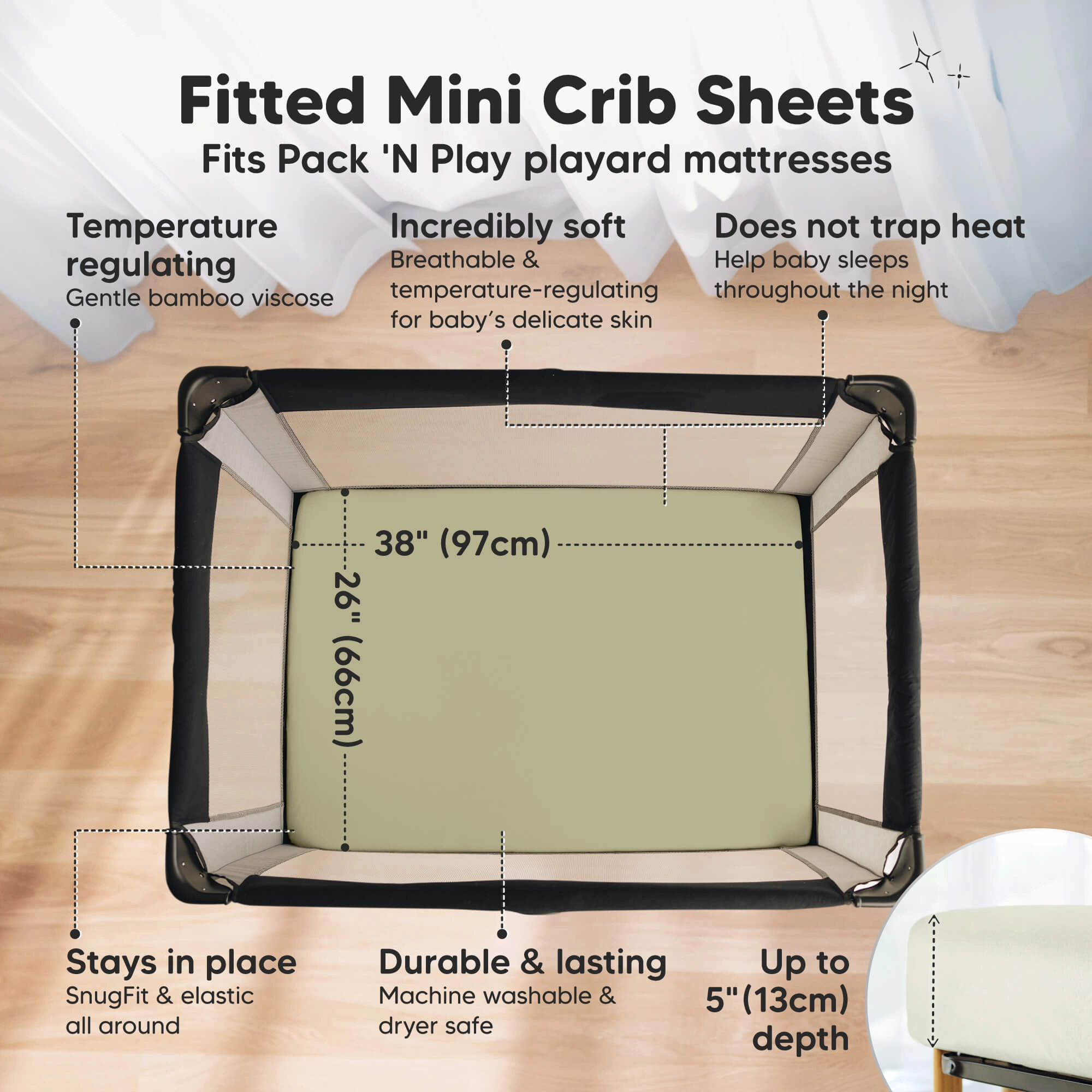 Isla Fitted Mini Crib Sheets (Oregano)