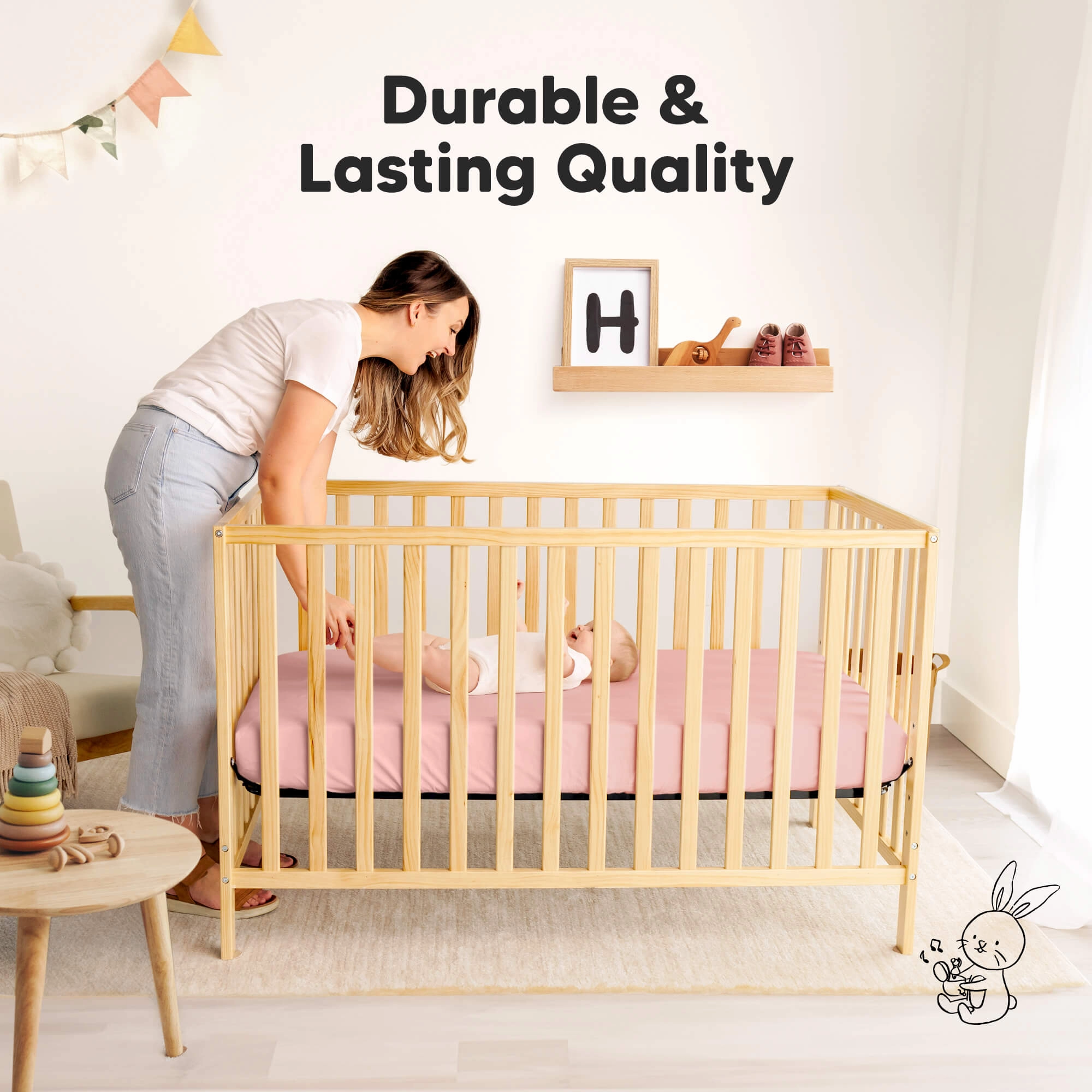 Isla Fitted Mini Crib Sheets (Rose)