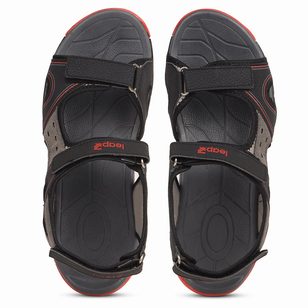 Leap7x Black Sporty Casual Sandal For Men ALBANIA-2 By Liberty