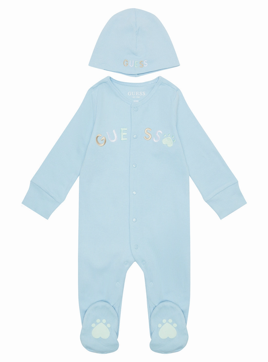 Light Blue Stretch Overall with Hat (0-12M)
