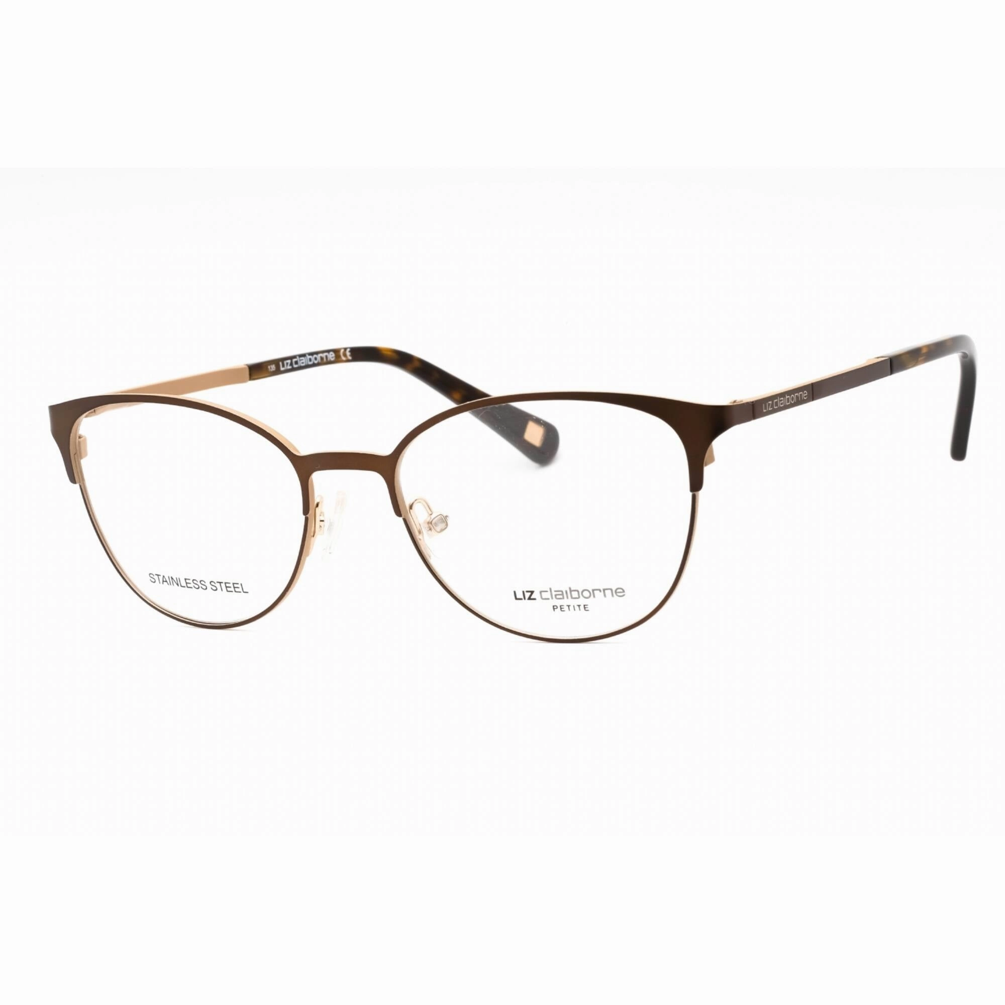 Liz Claiborne Women's Eyeglasses - Matte Brown Metal Cat Eye Frame | L 445 04IN 00