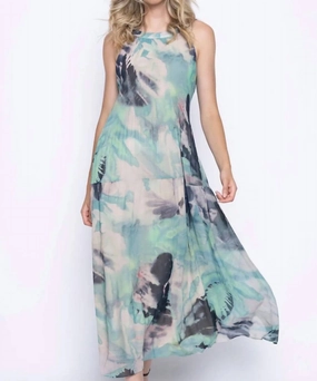 Long Pleated Dress In Jade