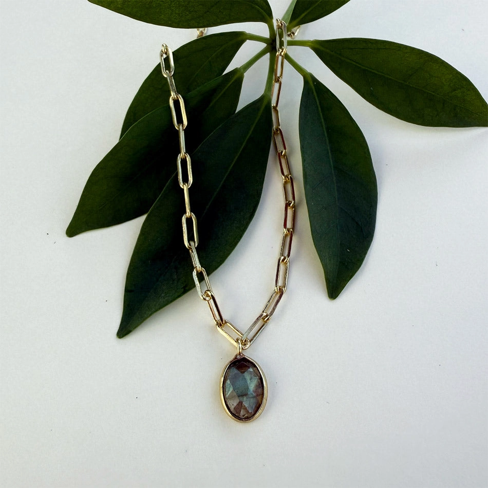 Lovely Labradorite Paperclip Necklace, India
