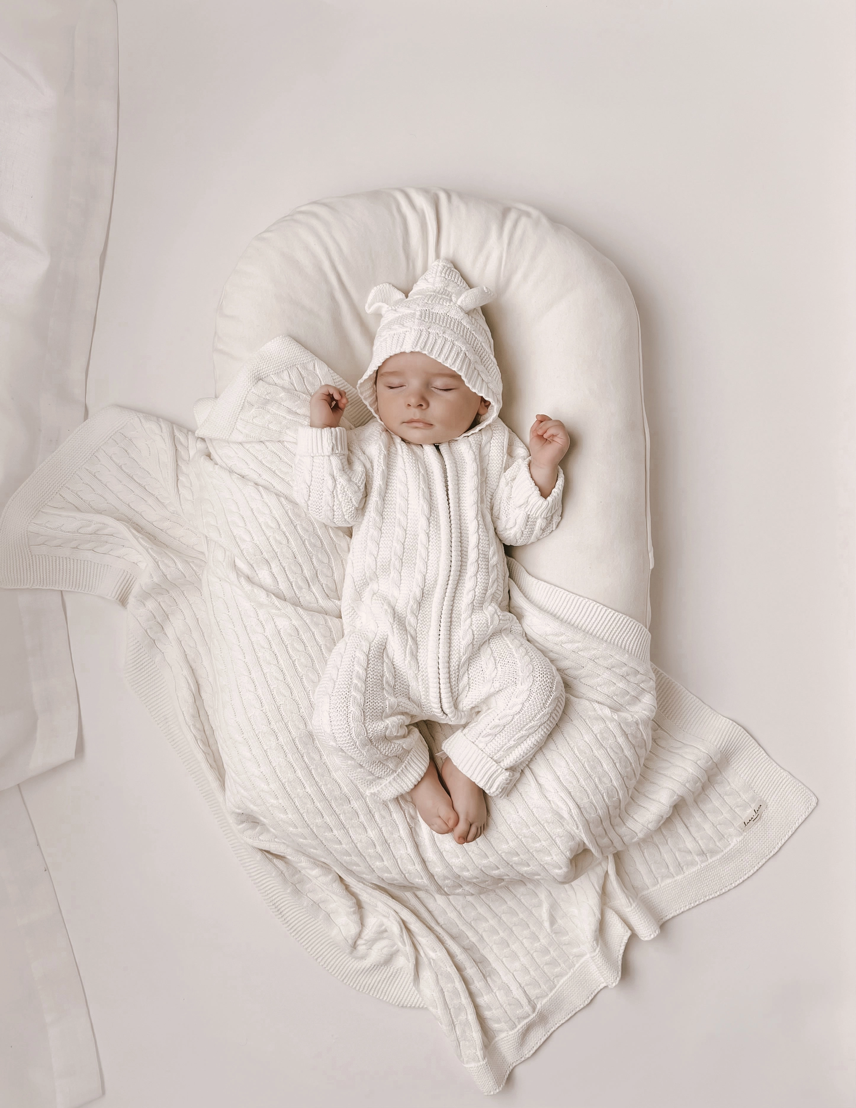 Luna   Luca Baby Bear Jumpsuit | White