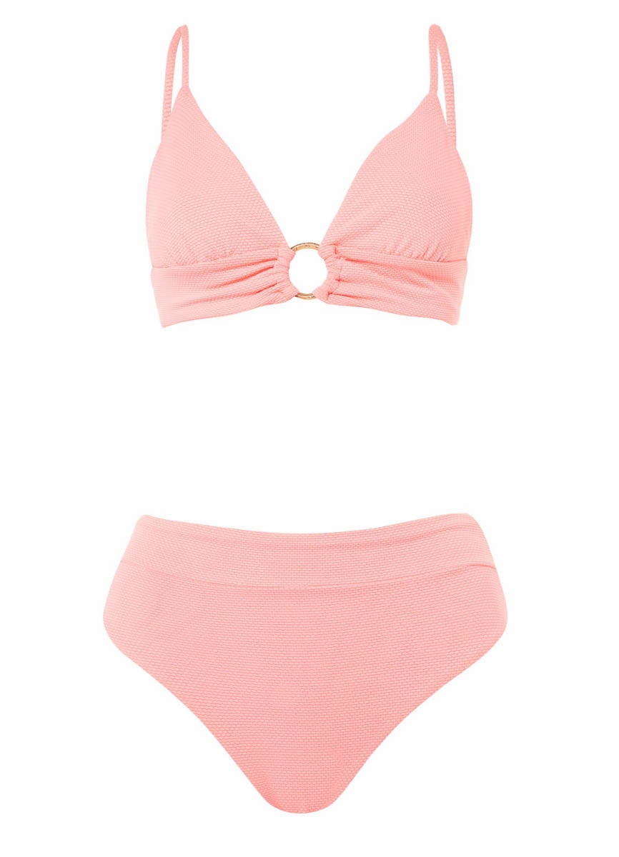 Maaji Coral Salmon Shine Long Line Triangle Bikini Top
