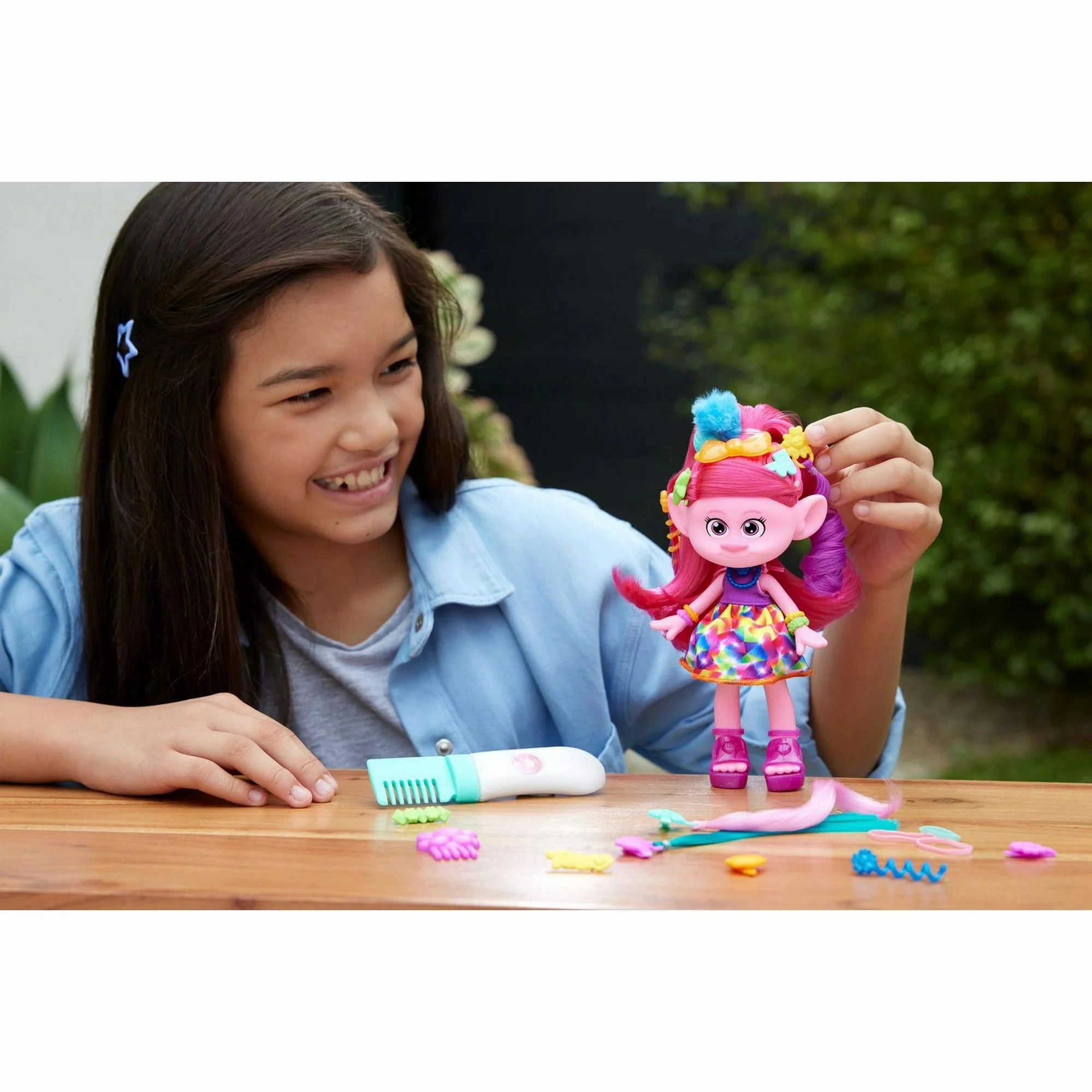 Mattel Dream Works Trolls Band Together Hair-tastic Queen Poppy Fashion Doll & 15  Hairstyling Accessories, Ages 3 