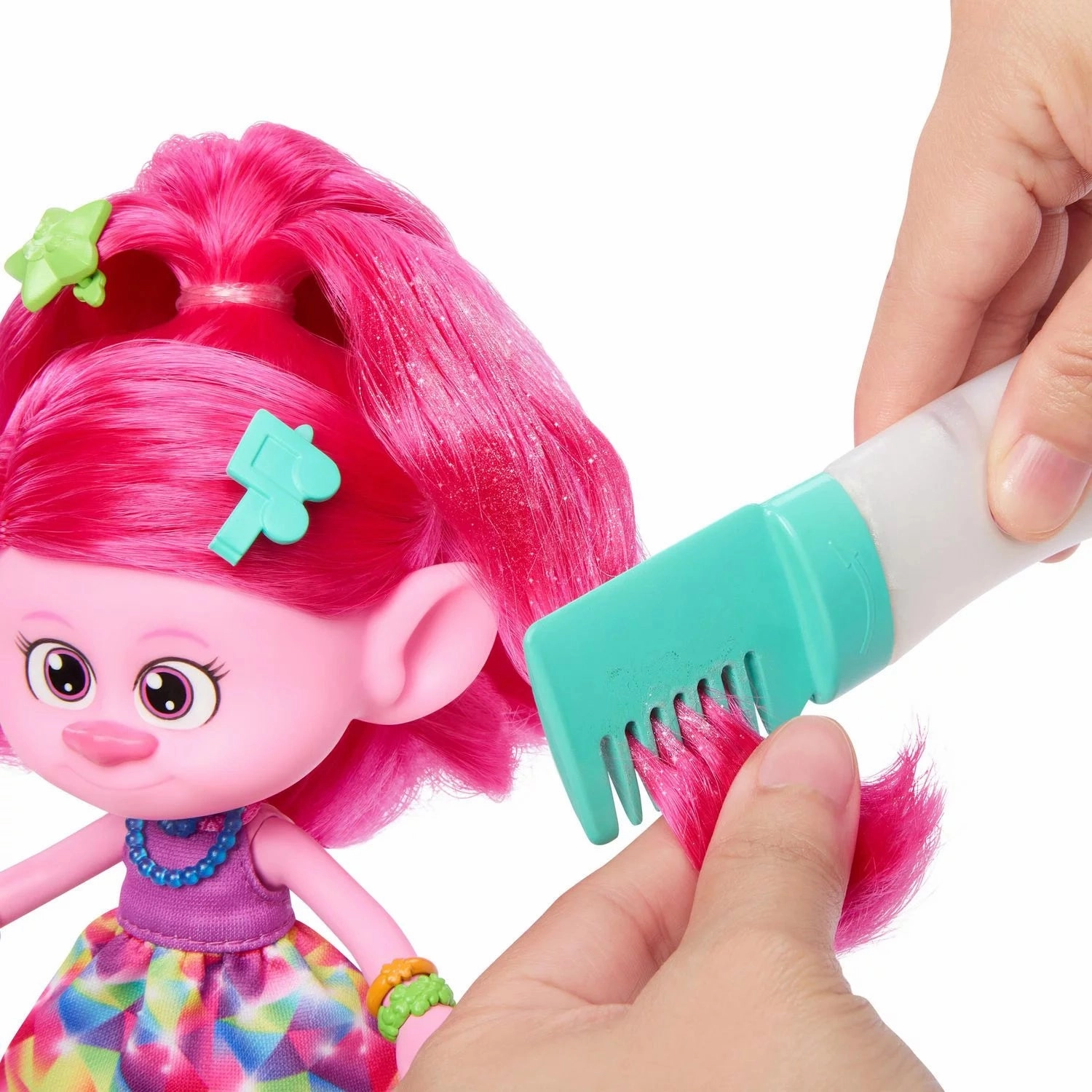 Mattel Dream Works Trolls Band Together Hair-tastic Queen Poppy Fashion Doll & 15  Hairstyling Accessories, Ages 3 